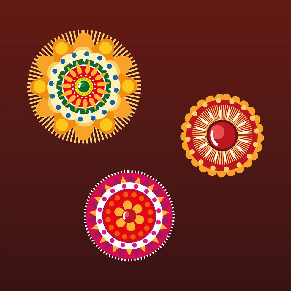 conception de vecteur coloré de mandalas indiens