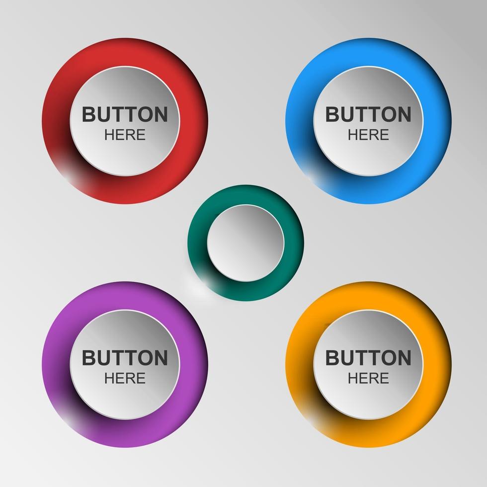 bouton icônes plat couleur ombre vecteur