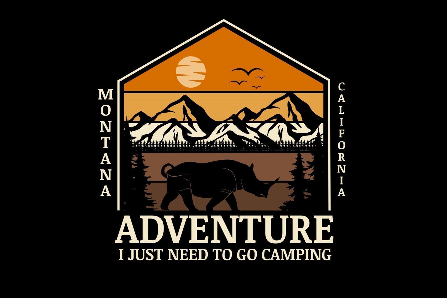 montana californie aventure j'ai juste besoin d'aller camper couleur orange et marron vecteur