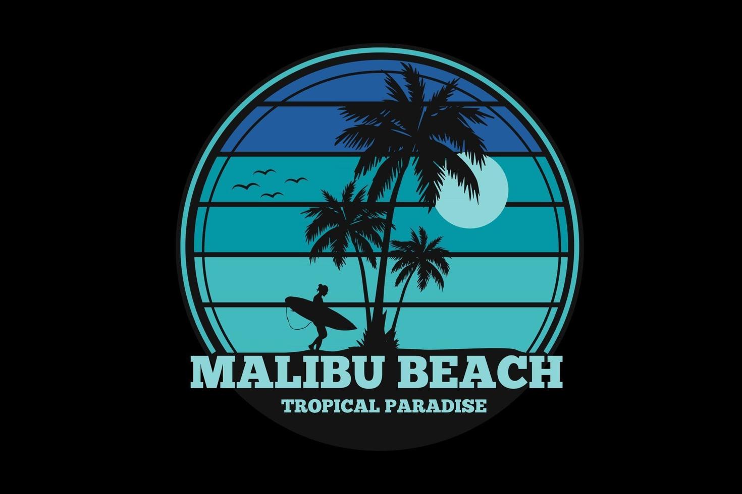 conception de silhouette de plage de malibu vecteur
