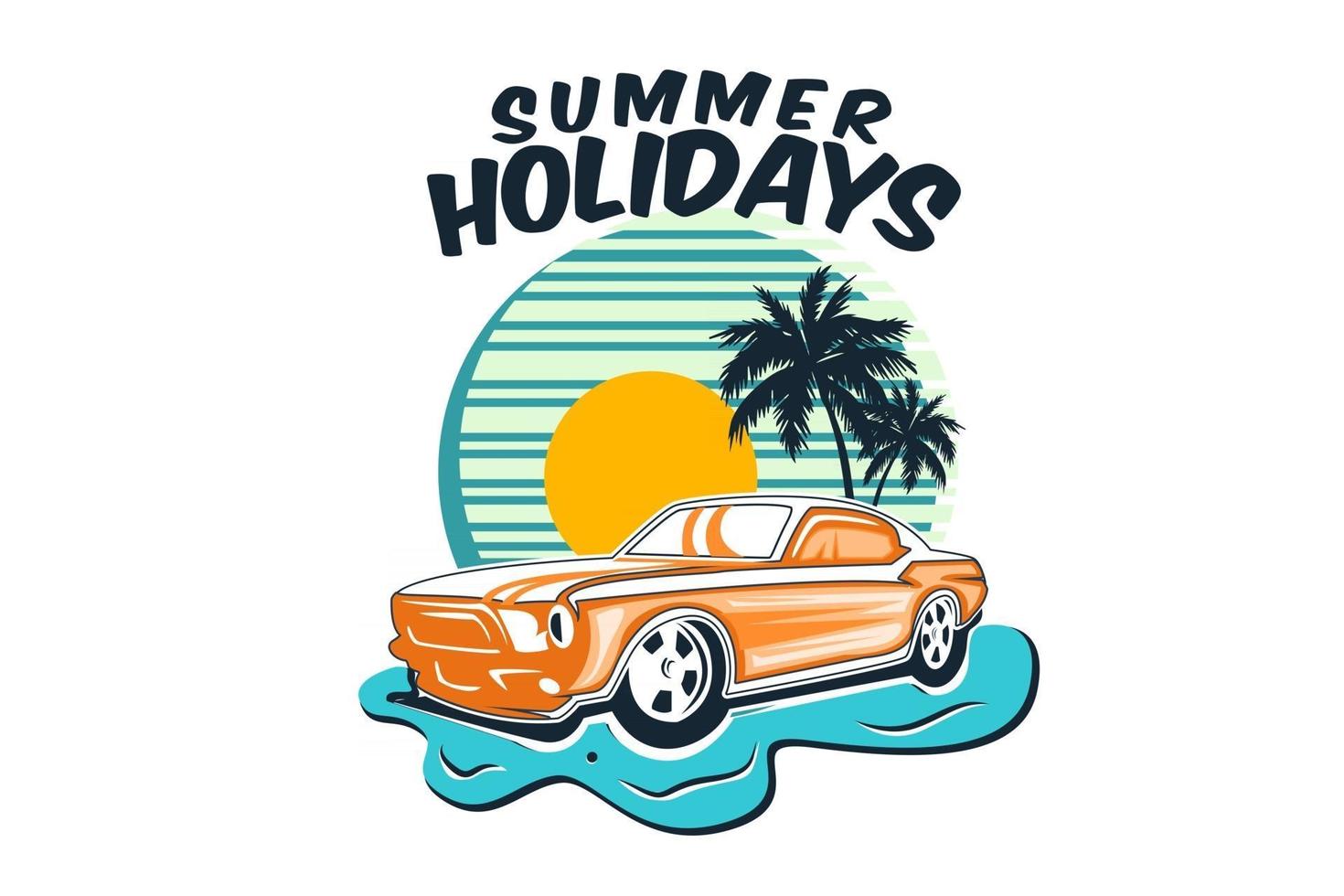 conception de vacances d'été avec voiture vecteur