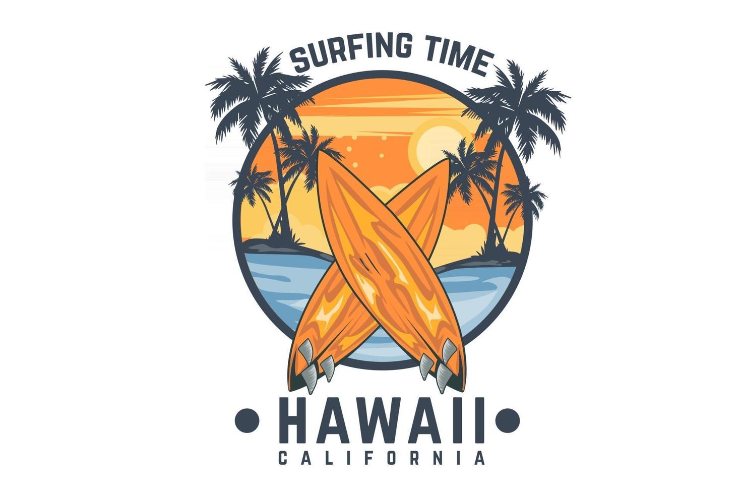 temps de surf hawaii californie design vecteur