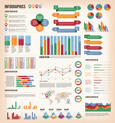 Éléments d'infographie vintage vecteur