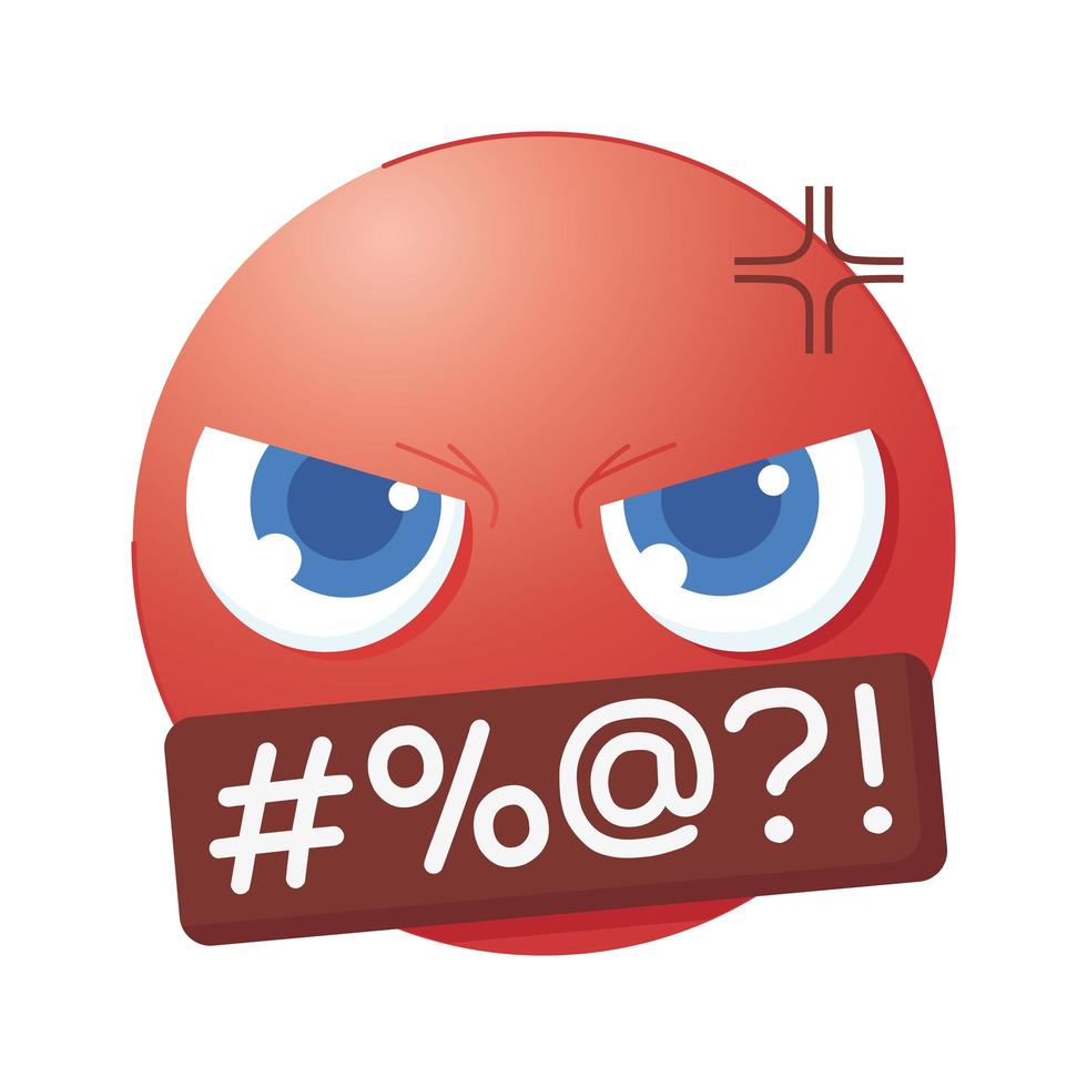 médias sociaux en colère emoji langage censuré vecteur