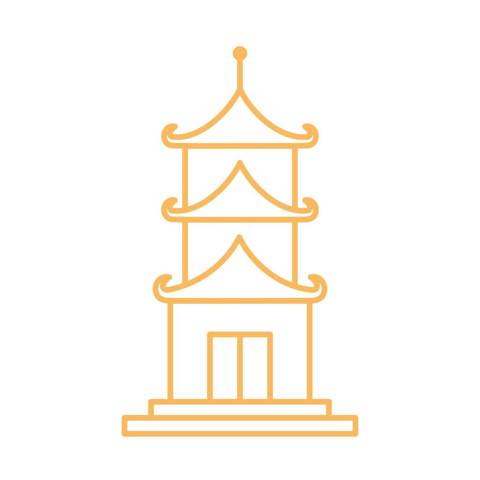 conception de ligne d'élément oriental de temple japonais vecteur
