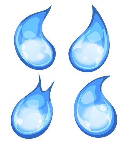 Dessin animé eau et gouttes Icons Set vecteur