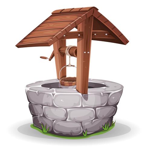 Pierre et bois puits d'eau vecteur