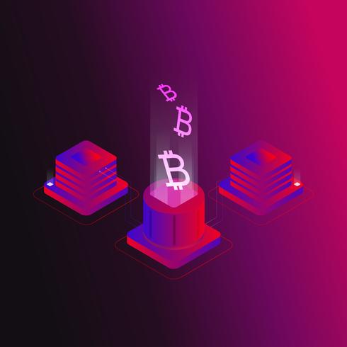 Illustration vectorielle de Bitcoin isometric concept vecteur