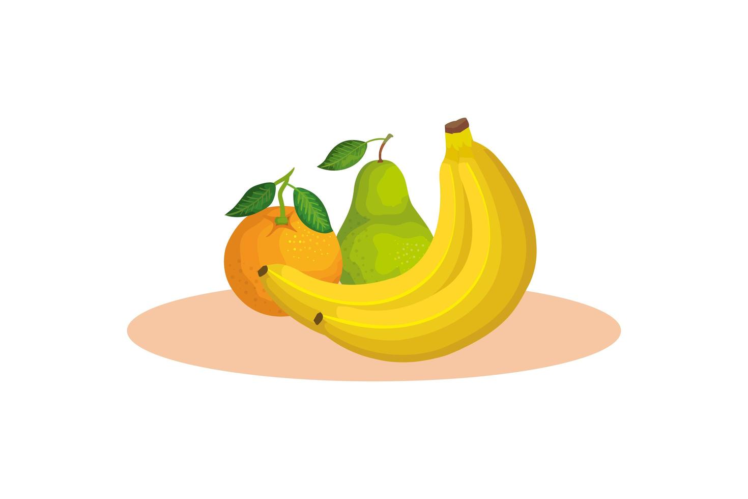 bananes isolées, poire et conception vectorielle orange vecteur