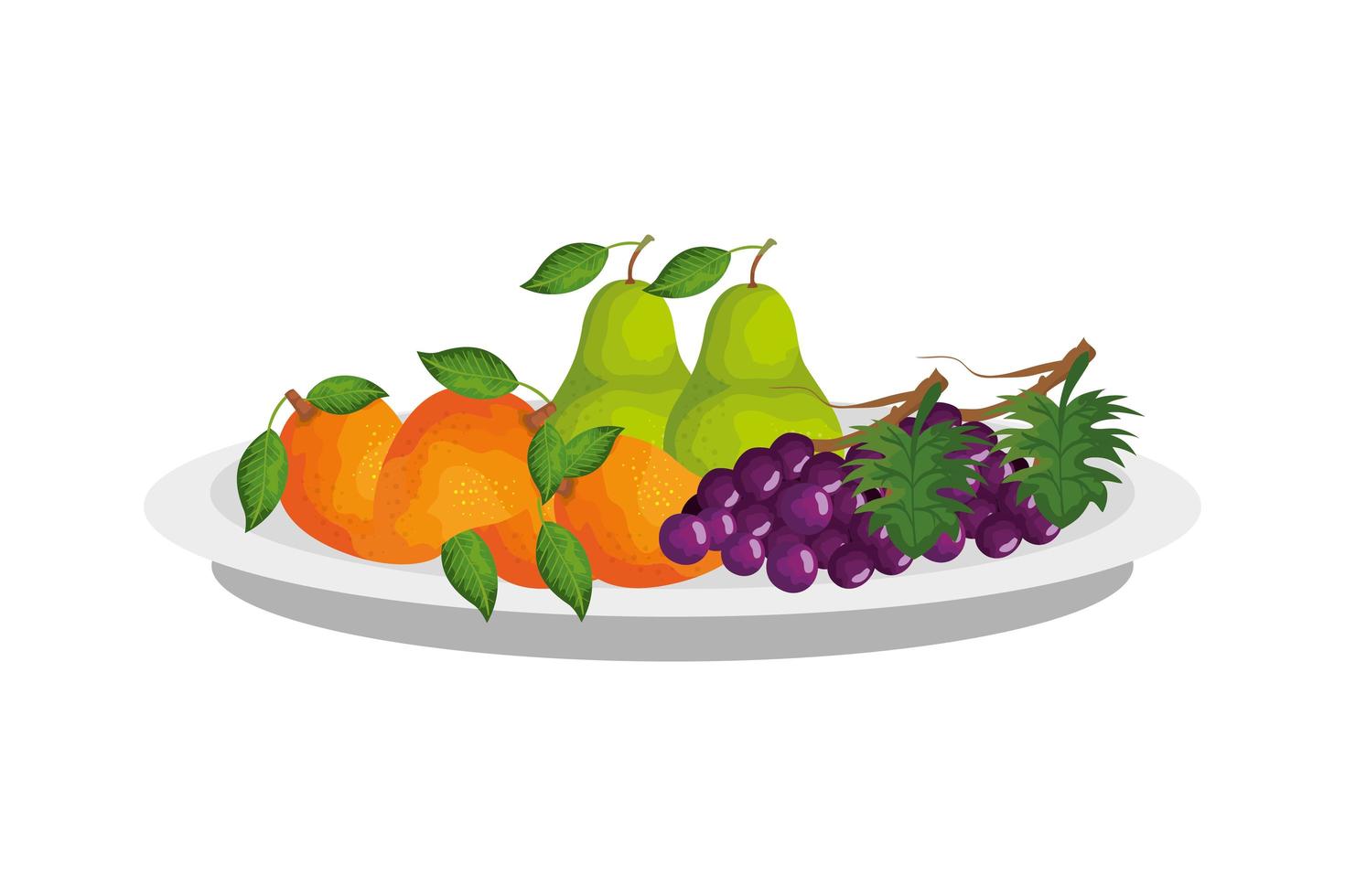 assiette isolée avec dessin vectoriel de fruits