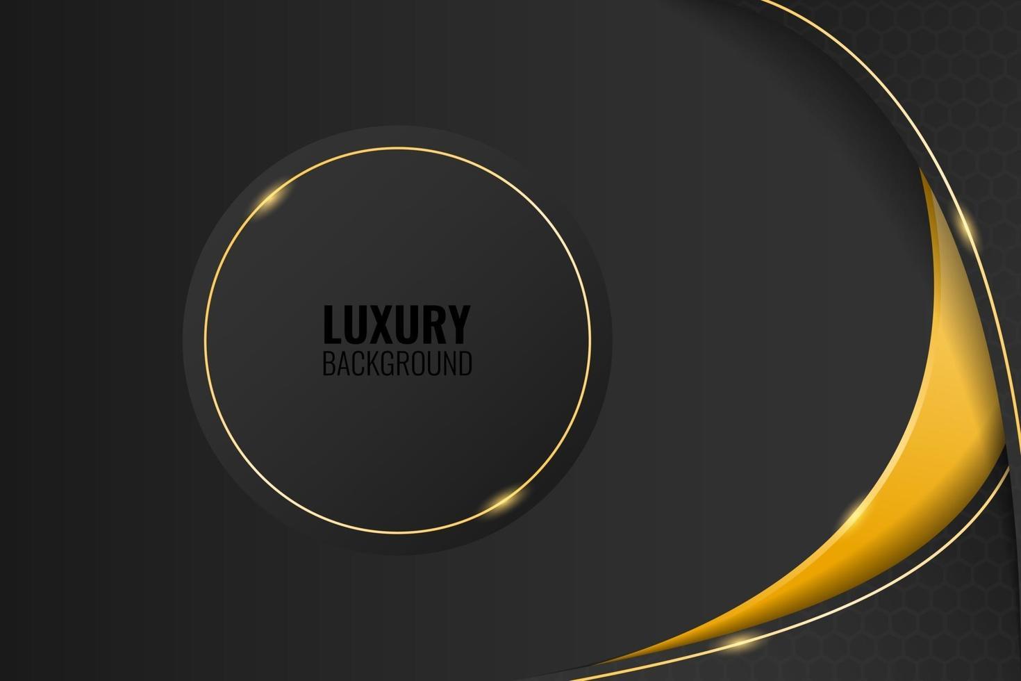 fond de luxe noir moderne avec illustration vectorielle de cadre arrondi ligne dorée vecteur