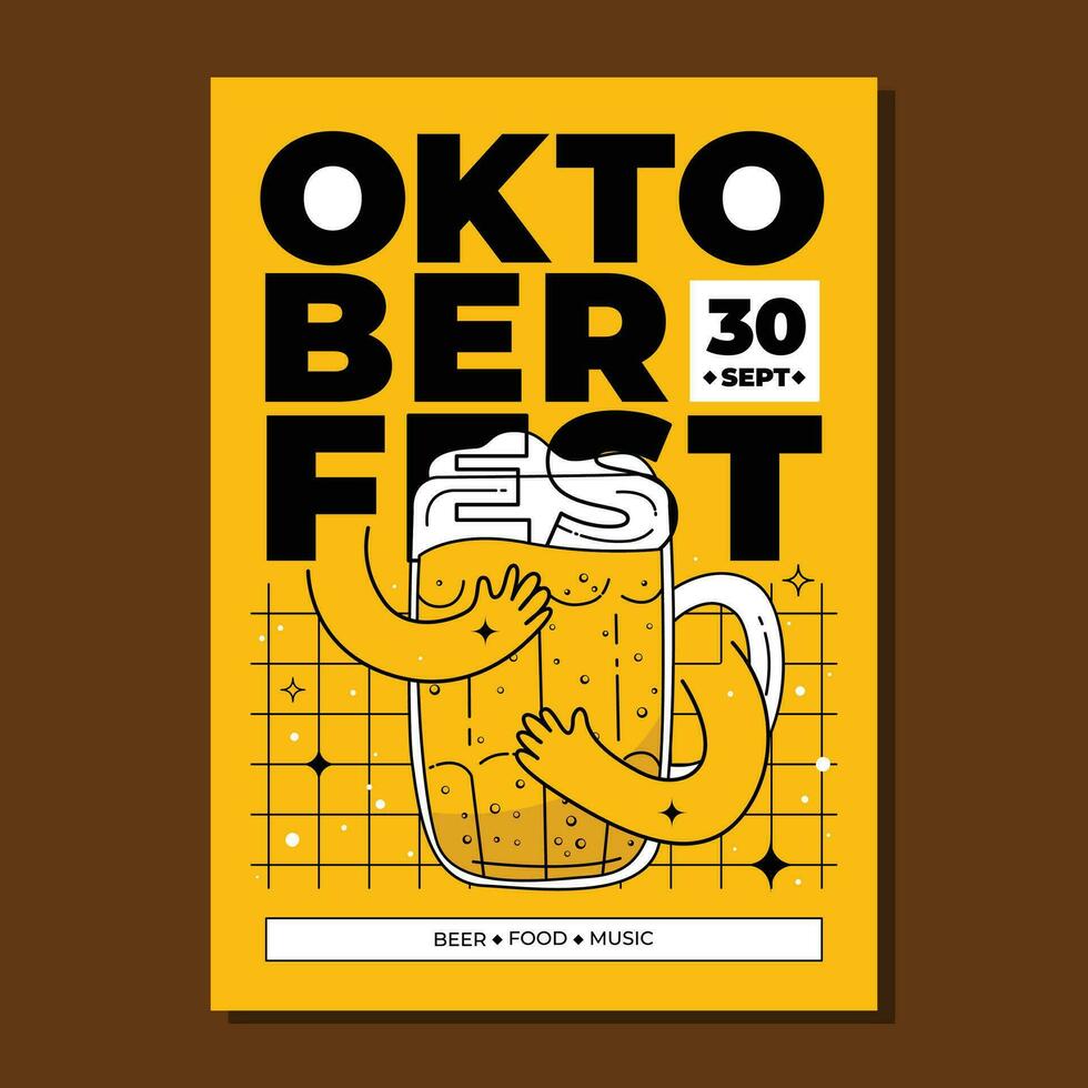 oktoberfest fête affiche illustration avec mains étreindre en portant une Bière sur Jaune Contexte vecteur