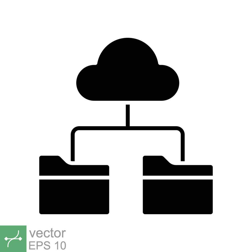 nuage espace de rangement icône. Facile solide style. numérique fichier organisation service, télécharger, ordinateur sauvegarde, La technologie concept. glyphe vecteur illustration isolé sur blanc Contexte. eps dix.