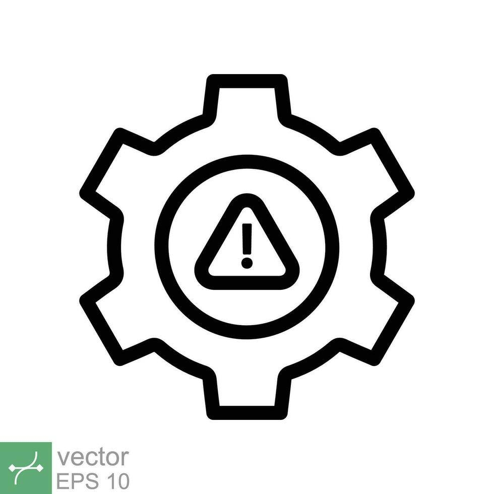 système Erreur icône. Facile contour style. risque alerte, échec, mécanique équipement moteur, difficulté service, avertir, La technologie concept. ligne vecteur illustration isolé sur blanc Contexte. eps dix.