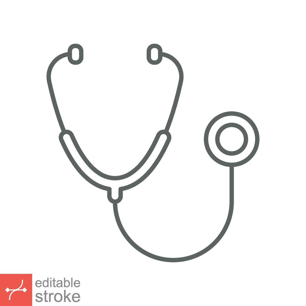 stéthoscope cardio dispositif icône. Facile contour style. médical, médecin équipement, santé cœur, hôpital concept. mince ligne vecteur illustration isolé sur blanc Contexte. modifiable accident vasculaire cérébral eps dix.