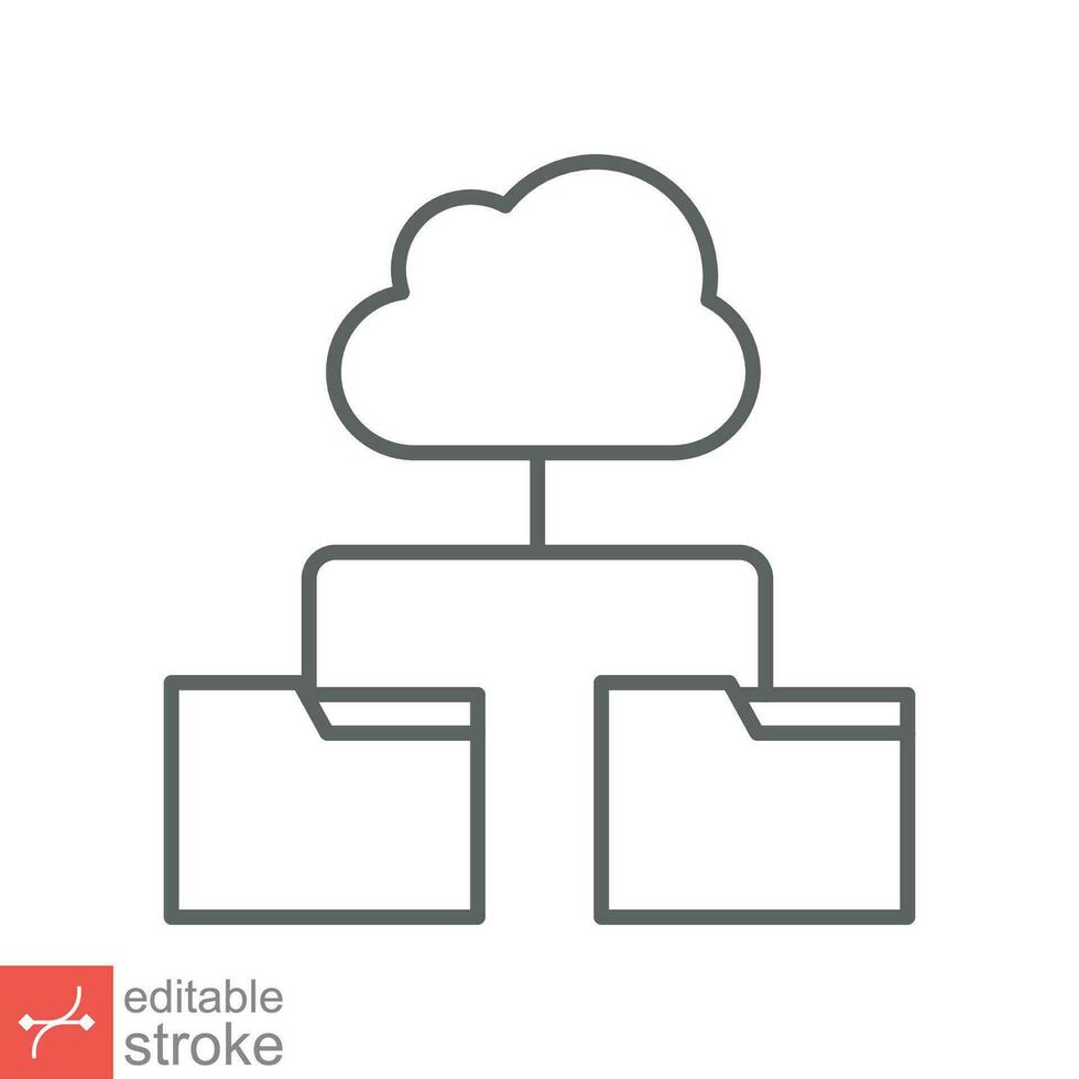 nuage espace de rangement icône. Facile contour style. numérique fichier organisation service, télécharger, ordinateur sauvegarde, La technologie concept. ligne vecteur illustration isolé sur blanc Contexte modifiable accident vasculaire cérébral eps dix.