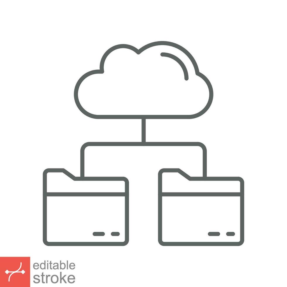 nuage espace de rangement icône. Facile contour style. numérique fichier organisation service, télécharger, ordinateur sauvegarde, La technologie concept. ligne vecteur illustration isolé sur blanc Contexte modifiable accident vasculaire cérébral eps dix.