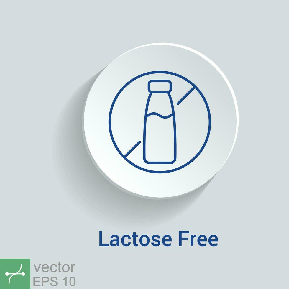 lactose gratuit icône. Facile contour style. vache, lait, laitier allergie timbre, fromage, en bonne santé boisson et nourriture étiquette concept. mince ligne vecteur illustration isolé sur blanc Contexte. eps dix.