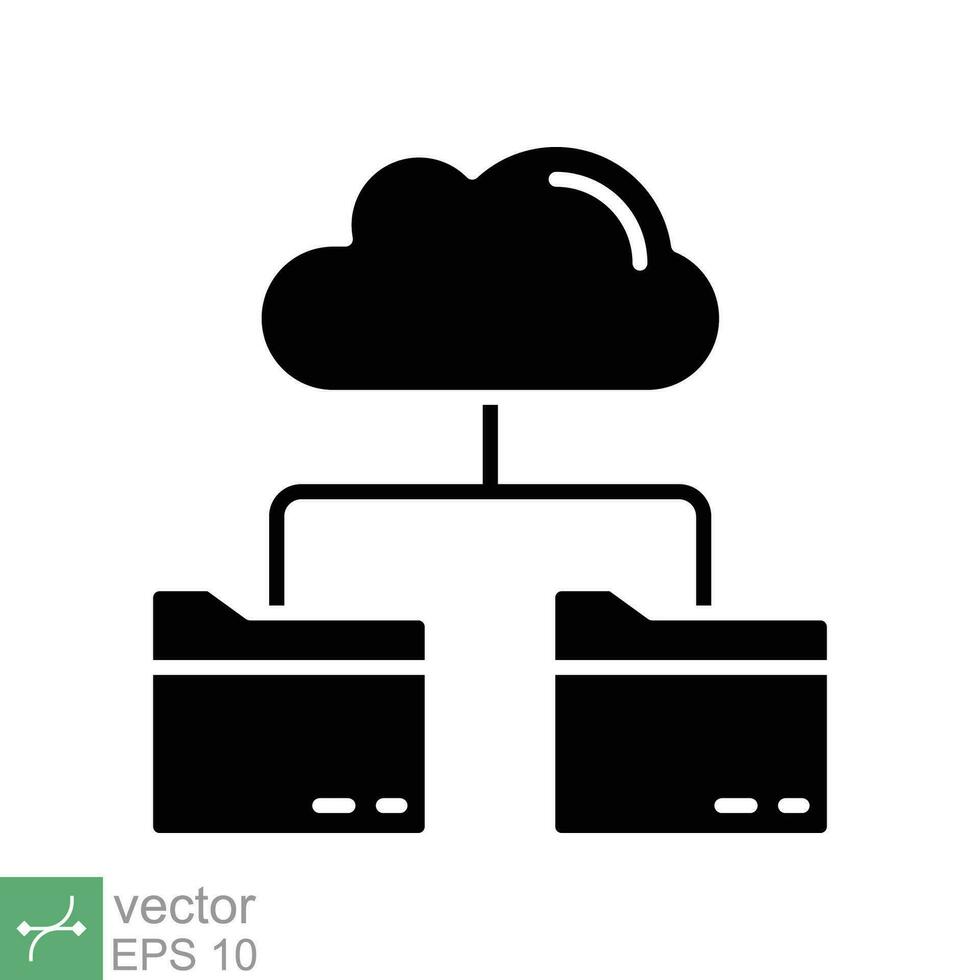 nuage espace de rangement icône. Facile solide style. numérique fichier organisation service, télécharger, ordinateur sauvegarde, La technologie concept. glyphe vecteur illustration isolé sur blanc Contexte. eps dix.