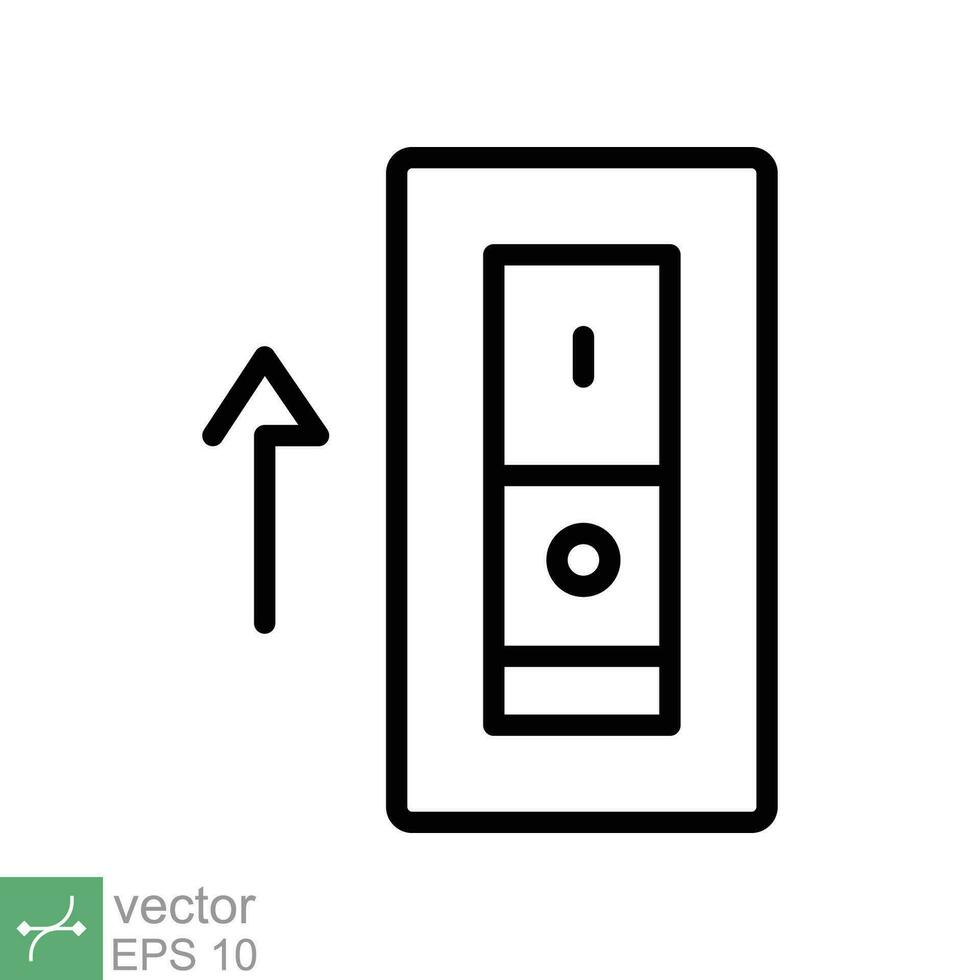 lumière sur, électrique commutateur icône. Facile contour style. Puissance tour sur bouton, basculer commutateur sur position, tour sur, La technologie concept. mince ligne vecteur illustration isolé sur blanc Contexte. eps dix.