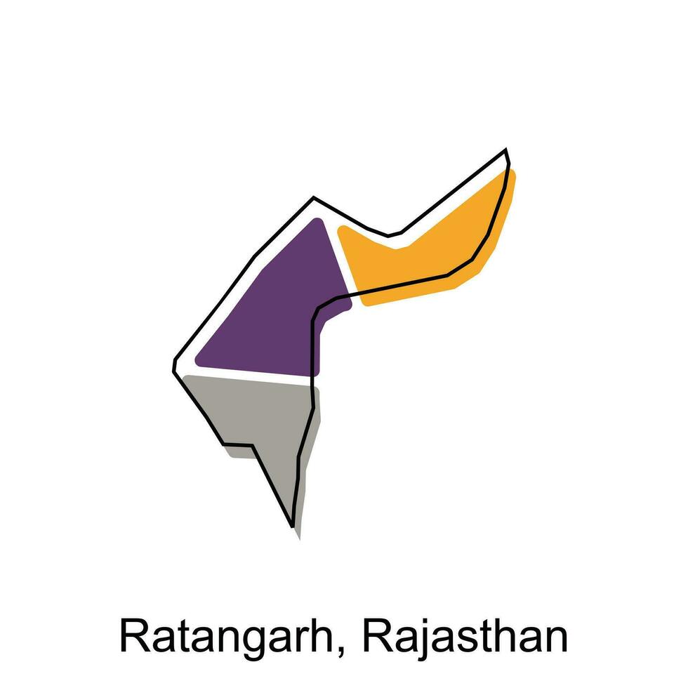carte de ratangarh, Rajasthan ville moderne contour, haute détaillé illustration vecteur conception modèle