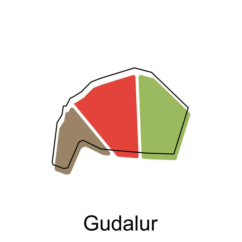 carte de gudalur, theni monde carte international vecteur modèle avec contour, graphique esquisser style isolé sur blanc Contexte