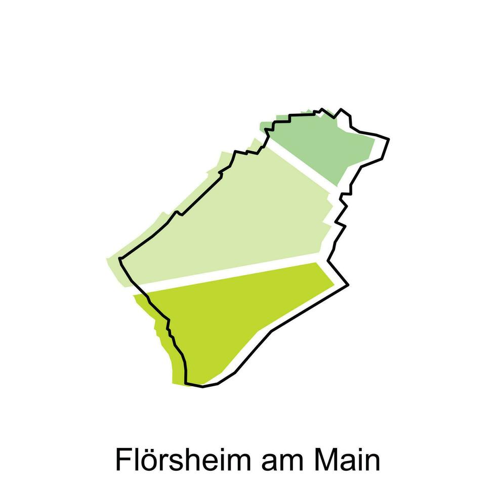 Florsheim un m principale ville de allemand carte vecteur illustration, vecteur modèle avec contour graphique esquisser style isolé sur blanc Contexte