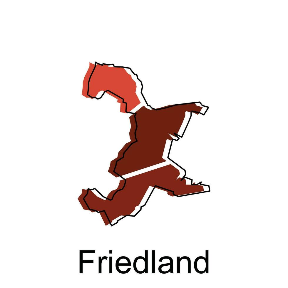 friedland ville de allemand carte vecteur illustration, vecteur modèle avec contour graphique esquisser style isolé sur blanc Contexte
