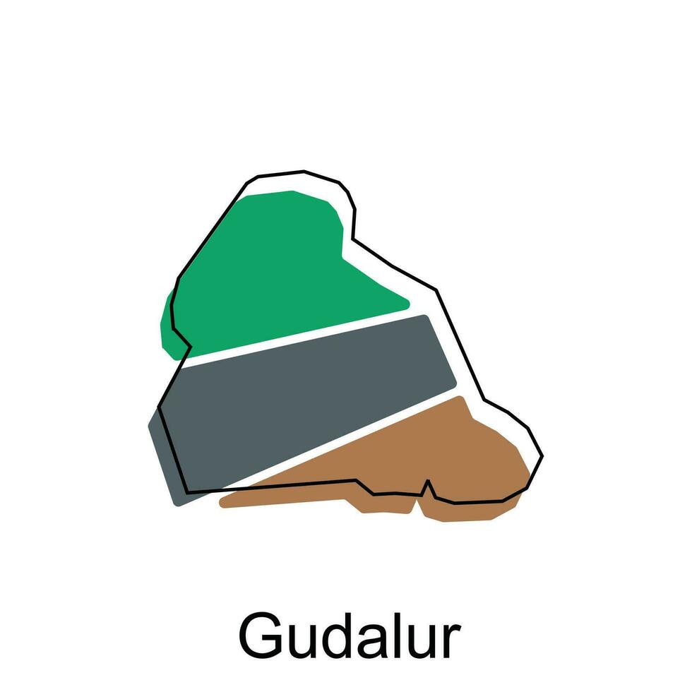 carte de Gudalur, nilgiris monde carte international vecteur modèle avec contour, graphique esquisser style isolé sur blanc Contexte