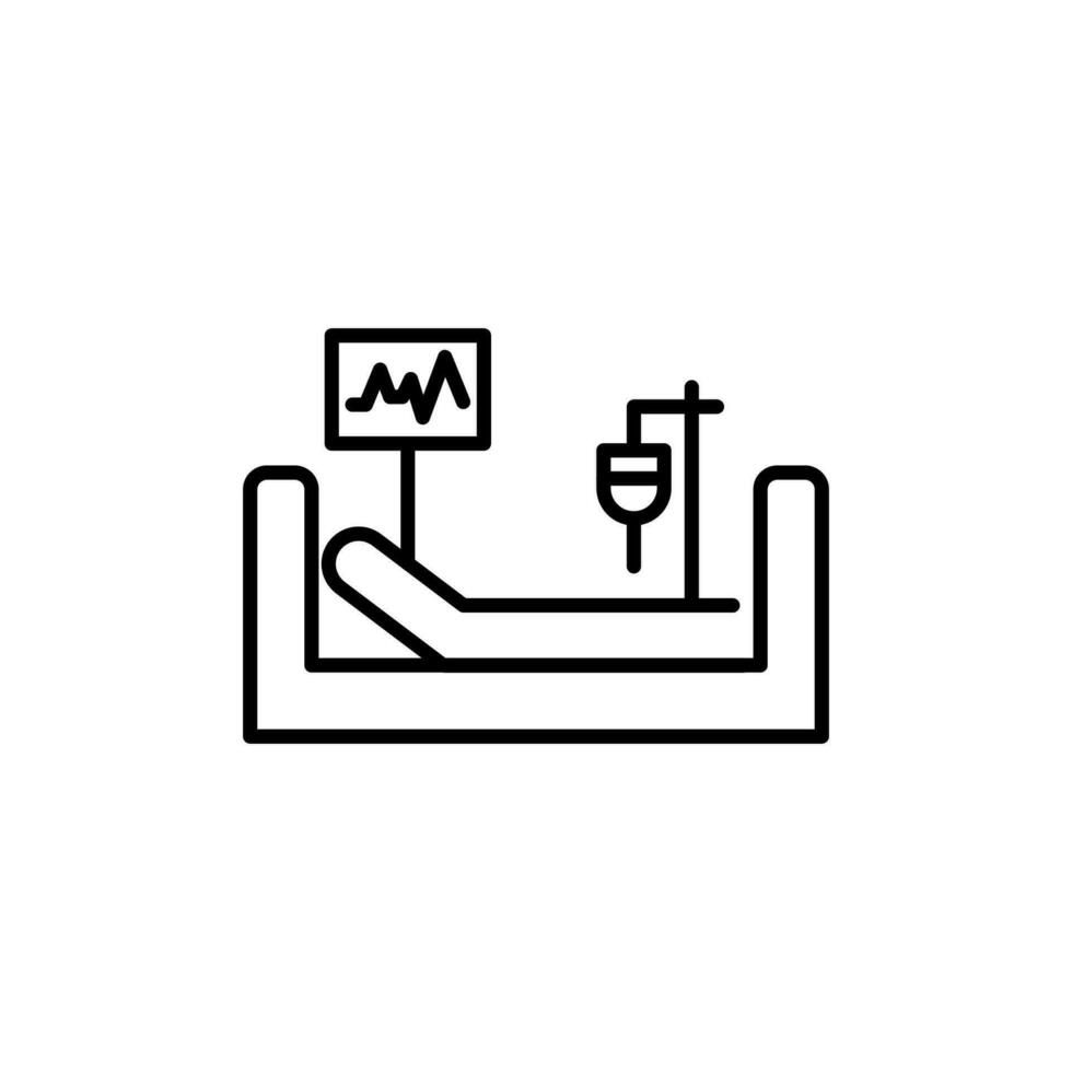 cardiaque graphique par hôpital lit icône. modifiable accident vasculaire cérébral. adapté pour divers type de conception, bannières, infographies, magasins, magasins, la toile des sites vecteur