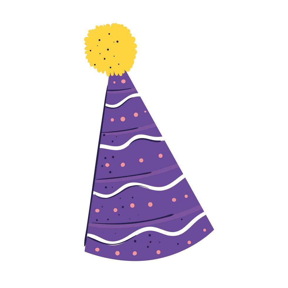 icône de chapeau de célébration d'anniversaire violet vecteur