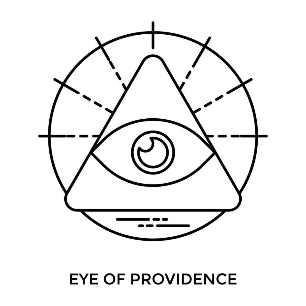 un œil entouré par des rayons et lumières de gloire enfermé à l'intérieur une Triangle, iconographie pour œil de Providence vecteur