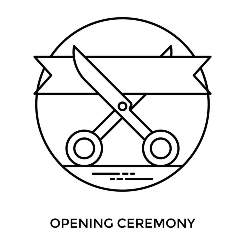 une ciseaux Coupe inauguration ruban à symboliser ouverture la cérémonie vecteur