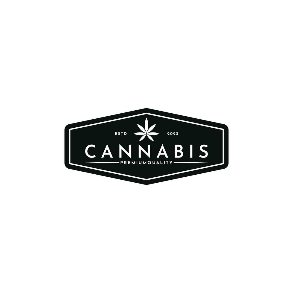 ancien cannabis logo conception avec branché dessin style vecteur