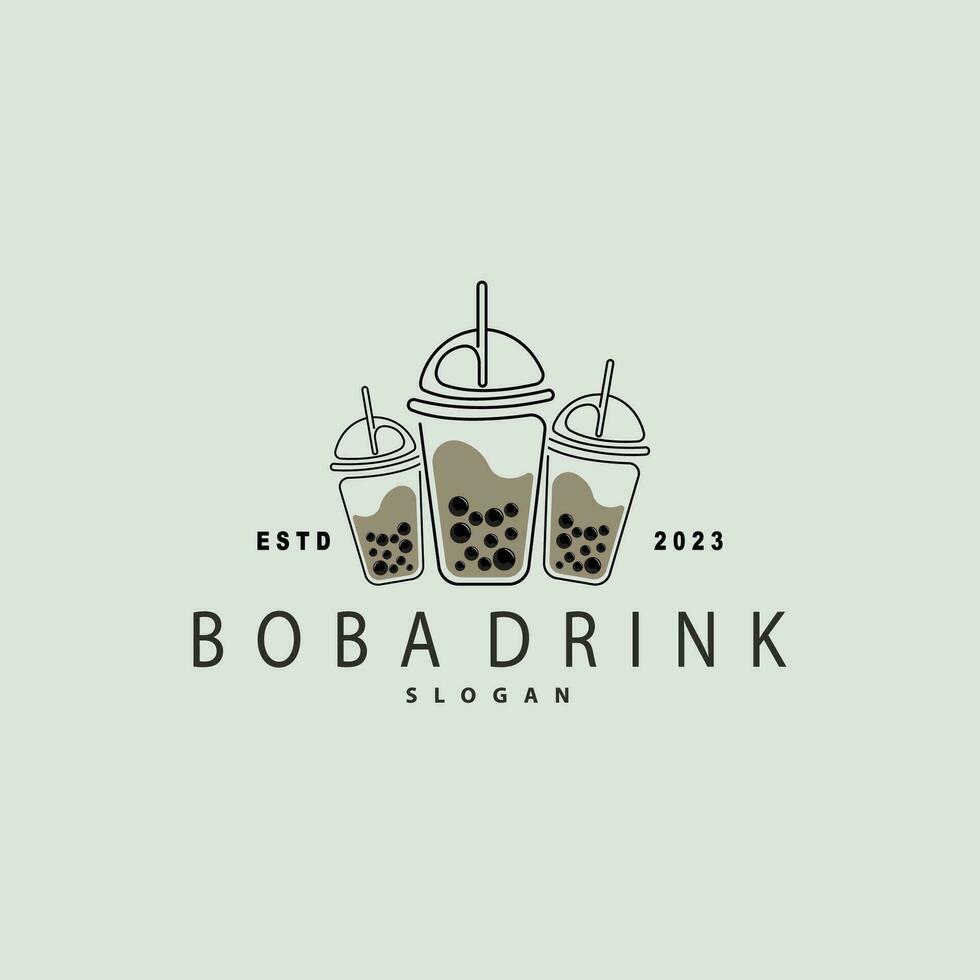 boba boisson logo, Lait thé mignonne boba perle gelée boisson bulle vecteur Facile minimaliste conception