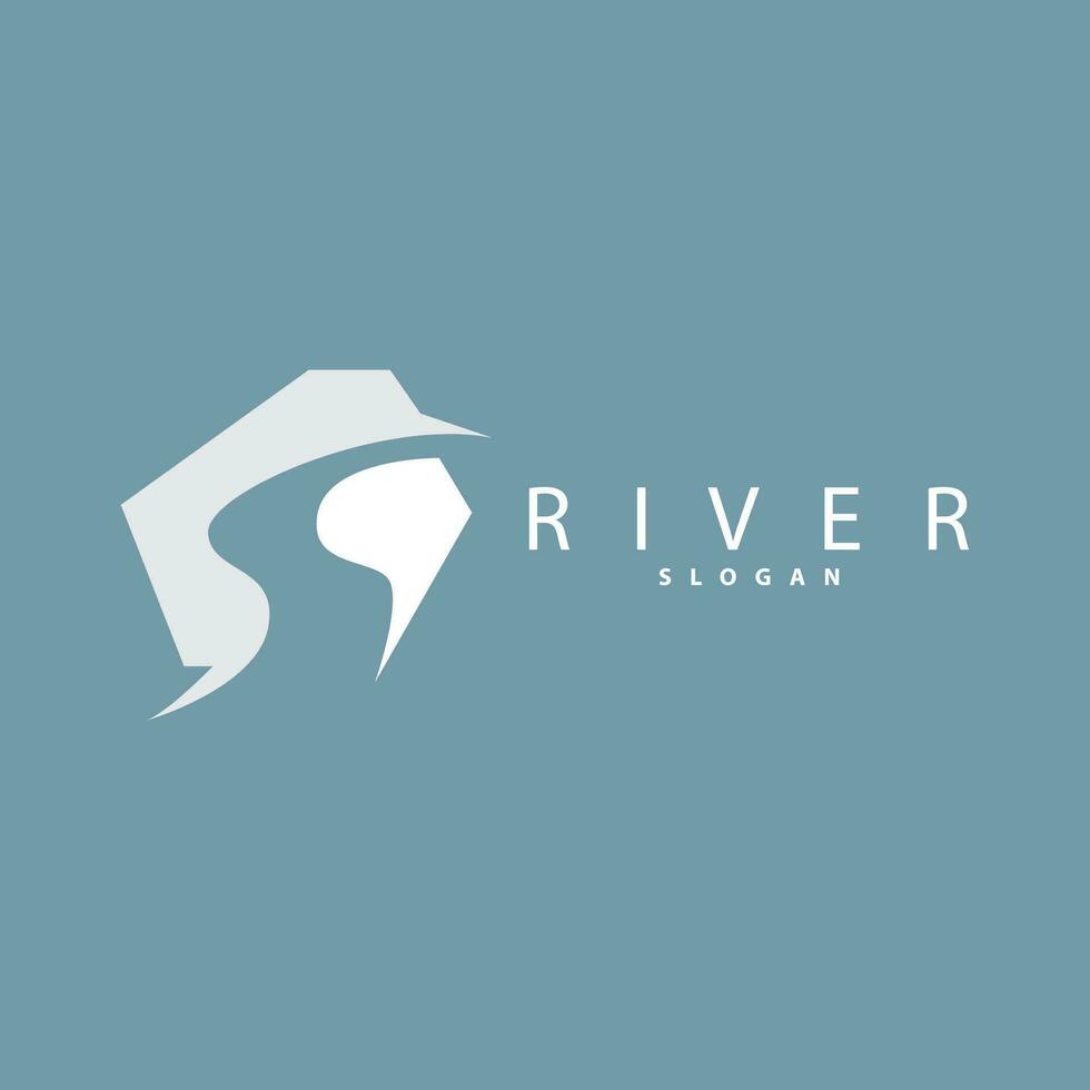 rivière logo conception, rivière ruisseau vecteur, au bord de la rivière paysage illustration vecteur