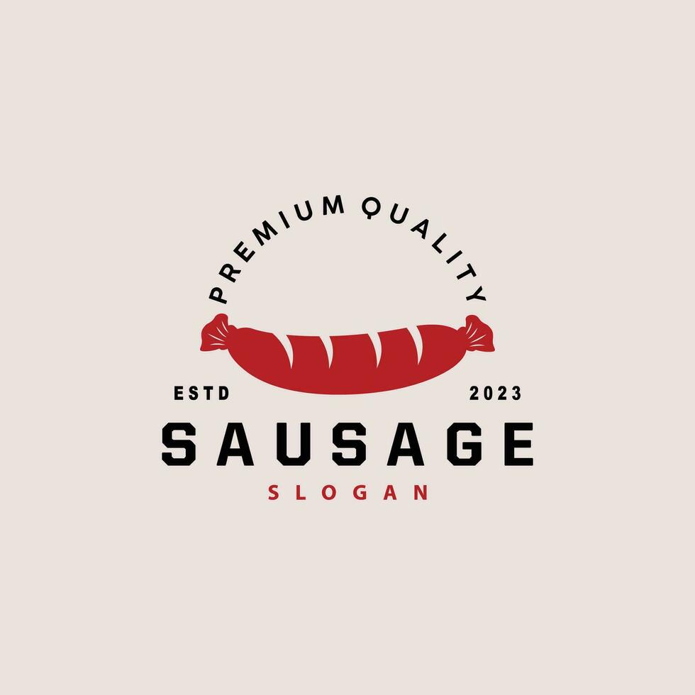 saucisse logo, vecteur Viande fourchette et le saucisse nourriture, restaurant inspiration conception, ancien rétro rustique