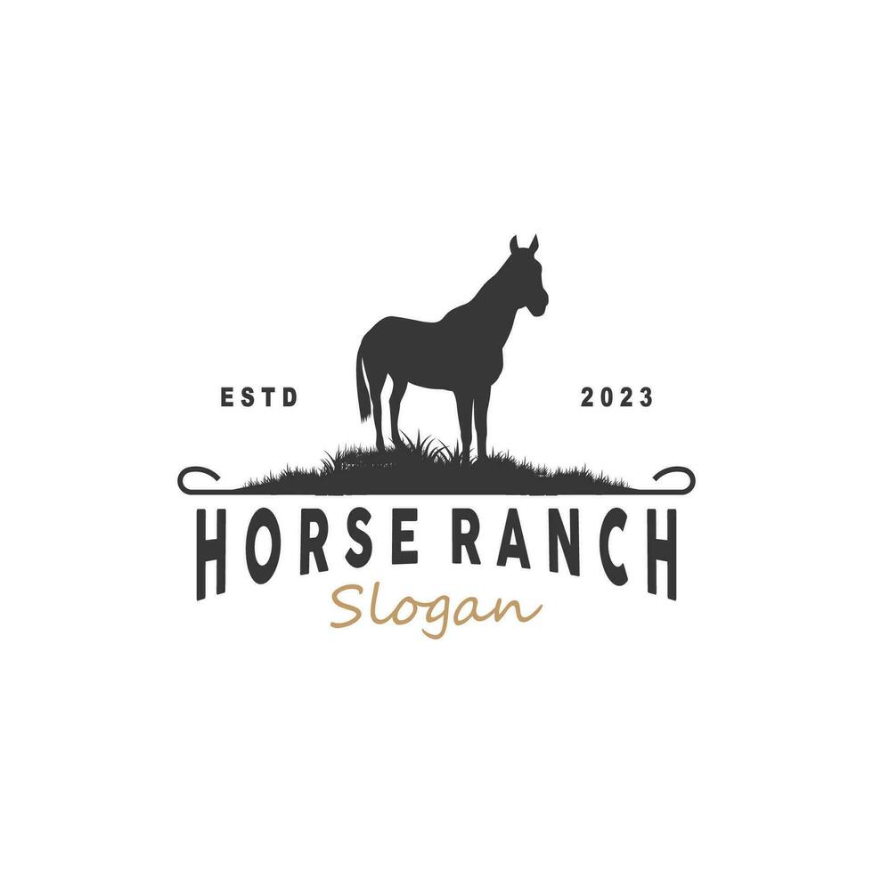 cheval logo, Ouest pays ferme ranch cow-boy logo conception, Facile illustration modèle vecteur