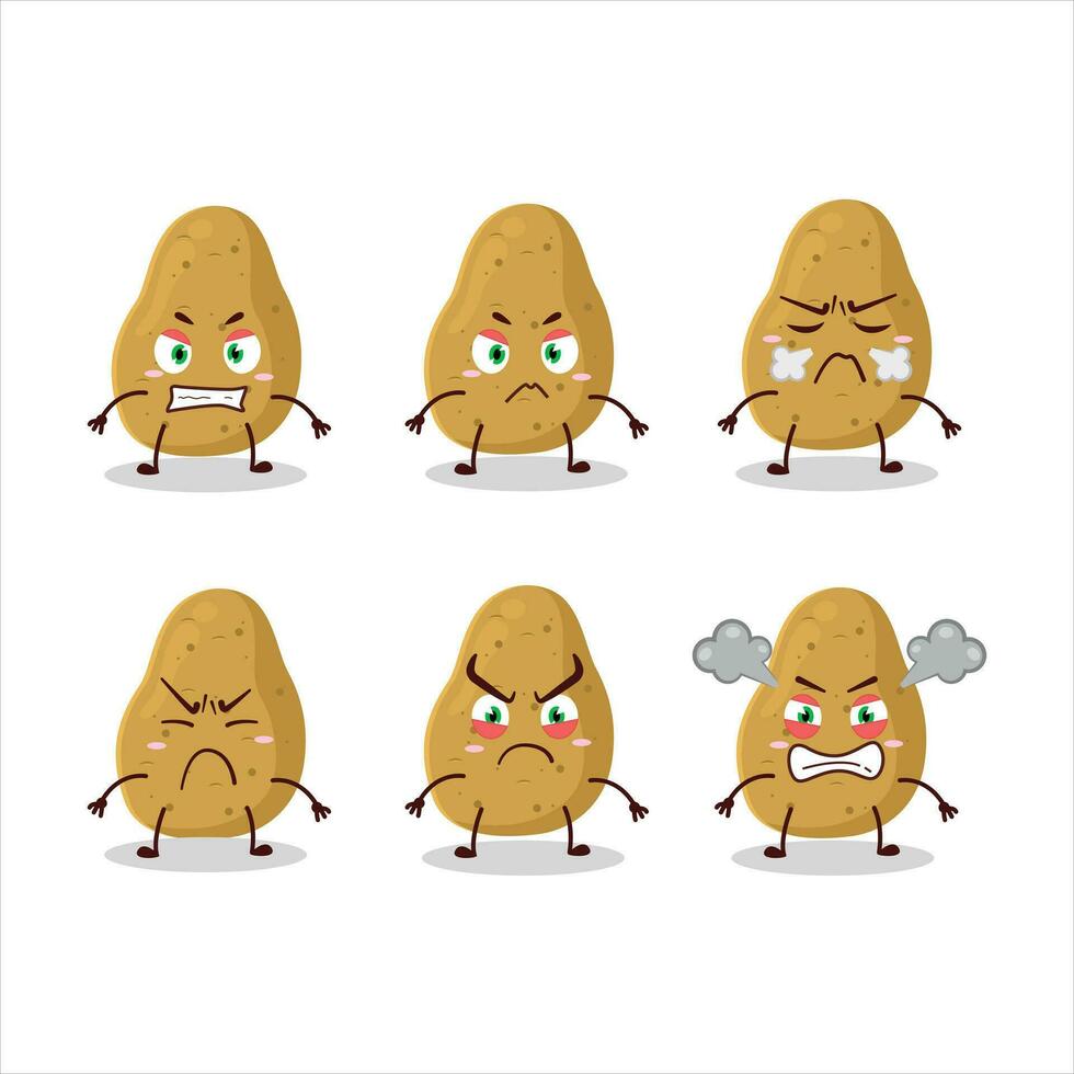 Patate dessin animé personnage avec divers en colère expressions vecteur