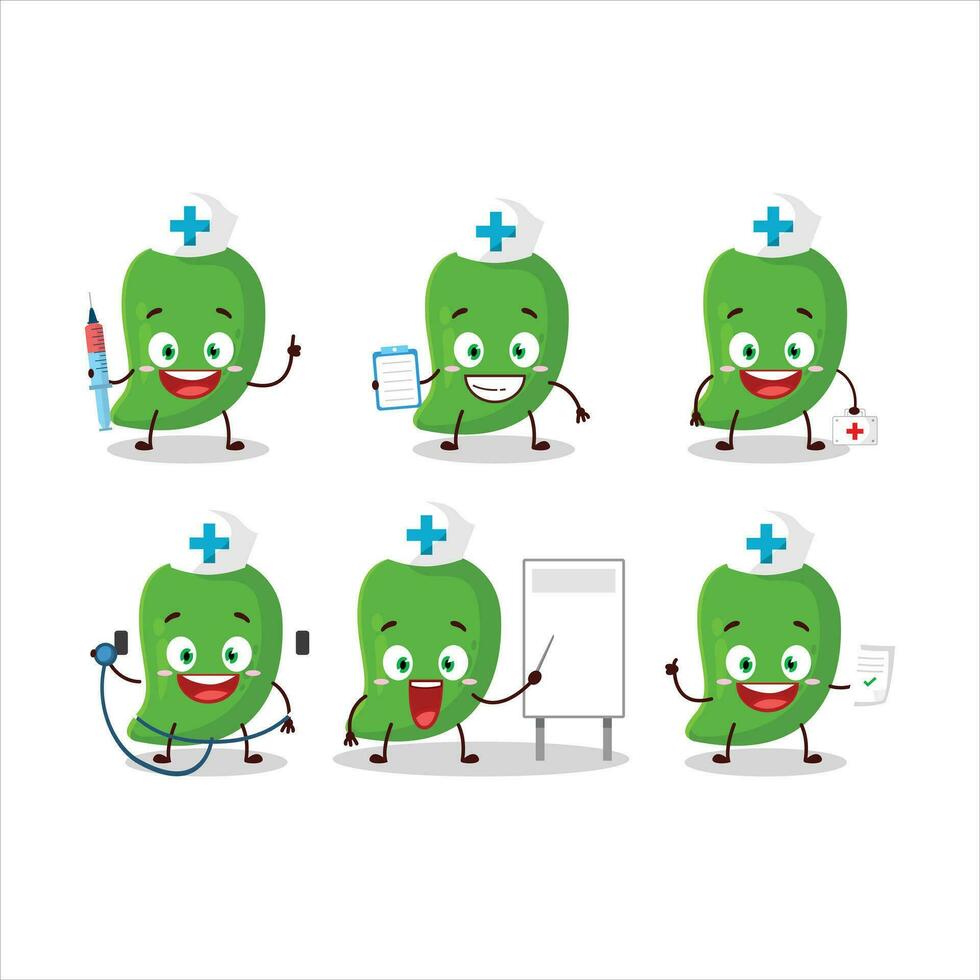 médecin profession émoticône avec vert mangue dessin animé personnage vecteur