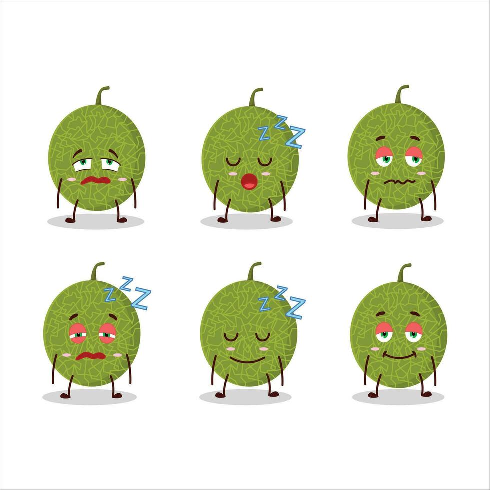 dessin animé personnage de melon avec somnolent expression vecteur