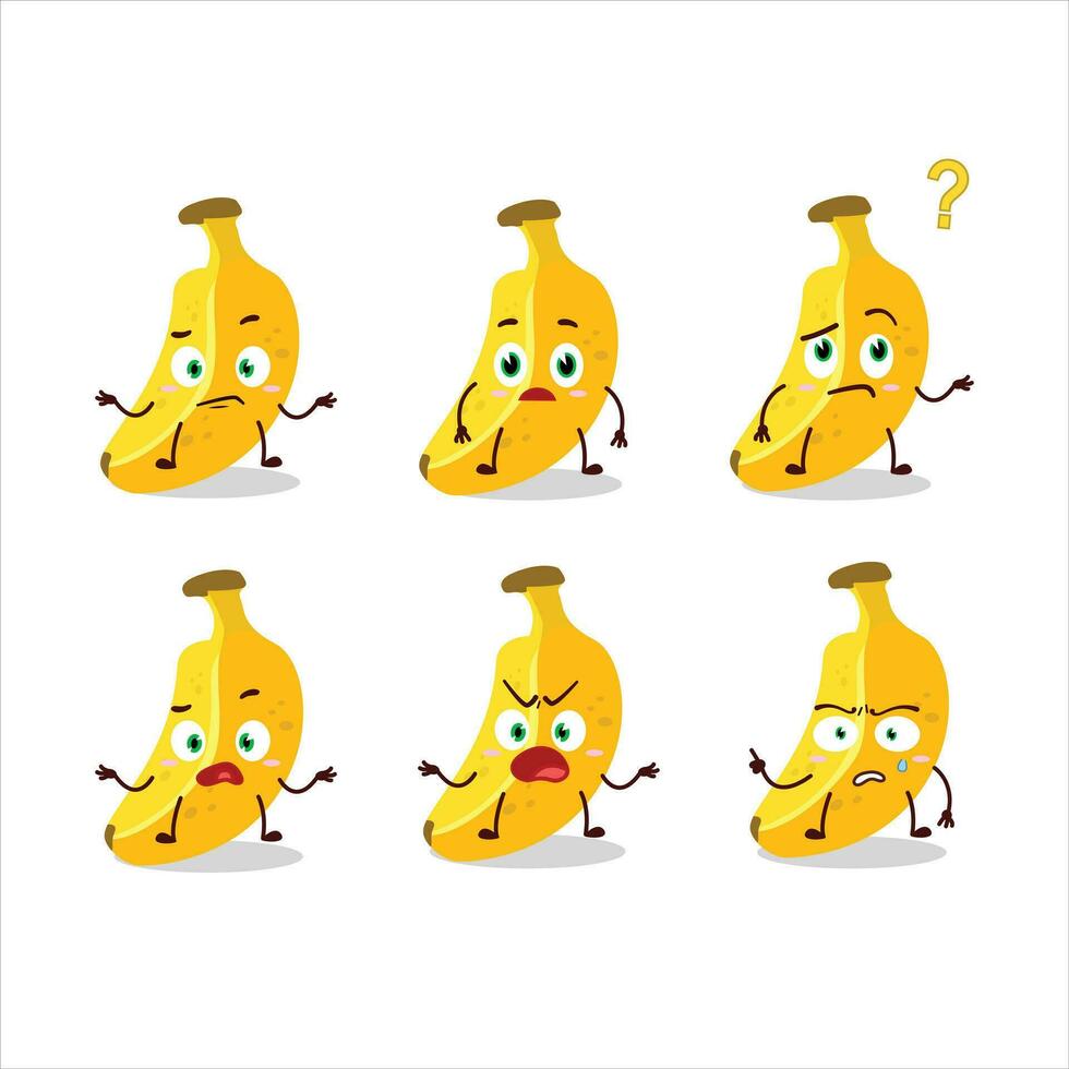 dessin animé personnage de banane avec quoi expression vecteur