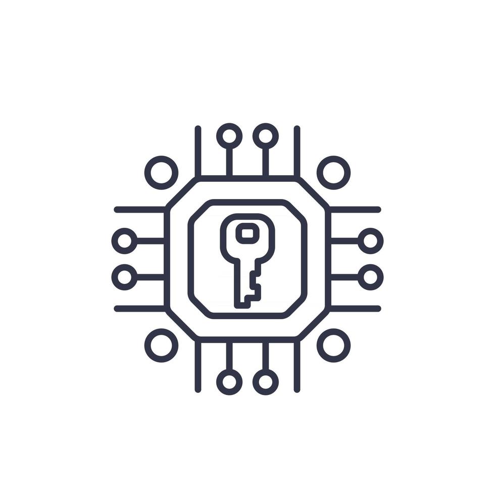 cryptage, icône linéaire de vecteur de cryptographie