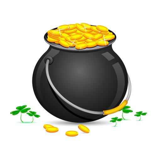Pot à monnaie en or de la Saint Patrick vecteur