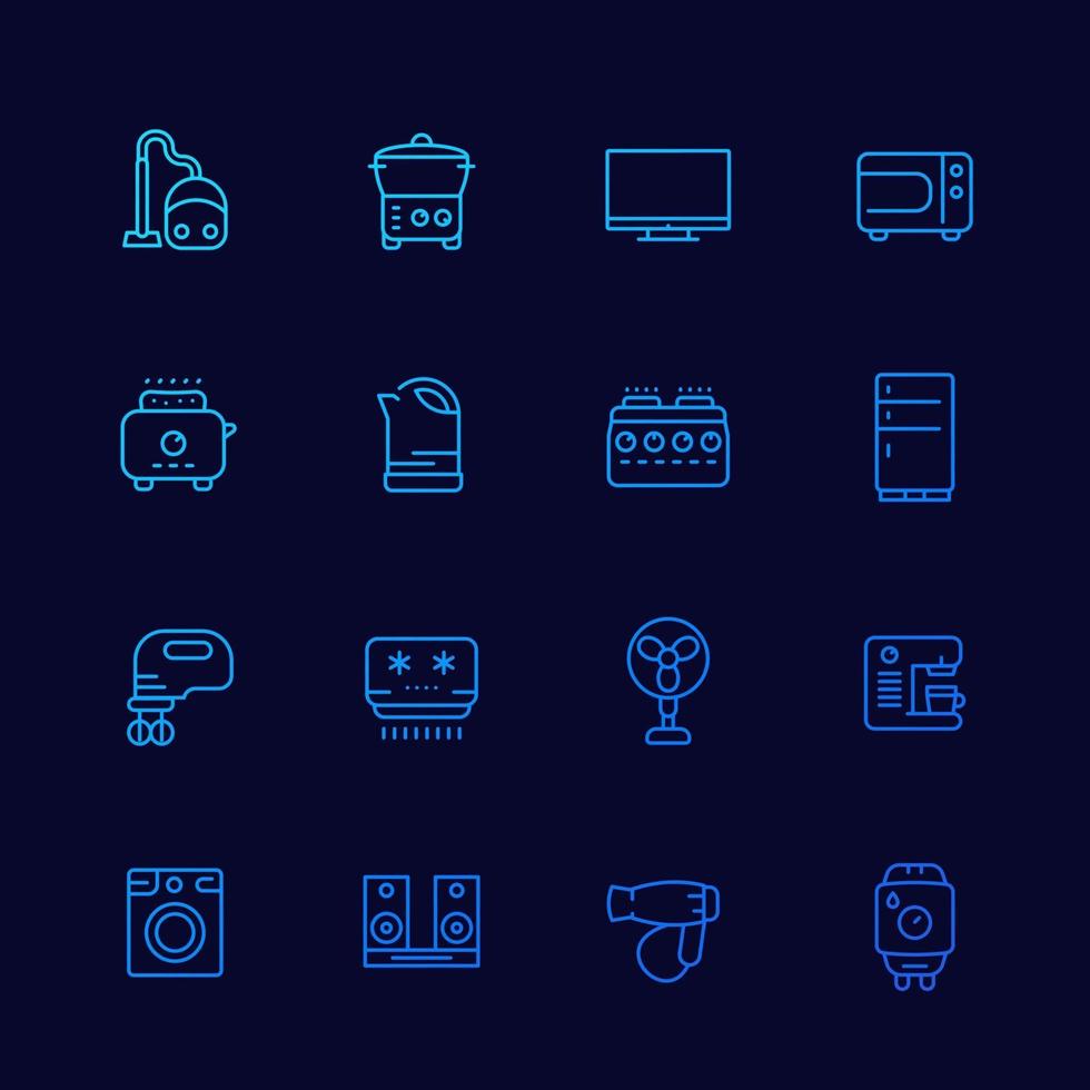 ensemble d'icônes fine ligne électroménager et électronique grand public vecteur