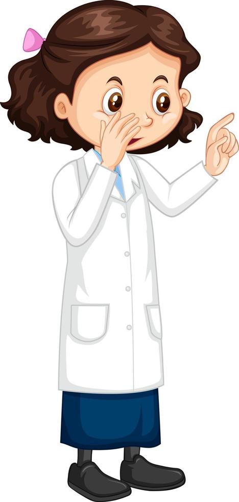 personnage de dessin animé de jolie fille portant une blouse de laboratoire scientifique vecteur