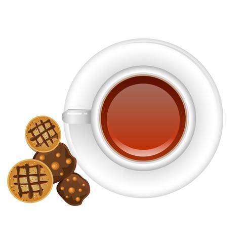 Café avec des biscuits vecteur