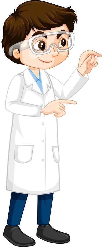 un personnage de dessin animé garçon portant une blouse de laboratoire vecteur
