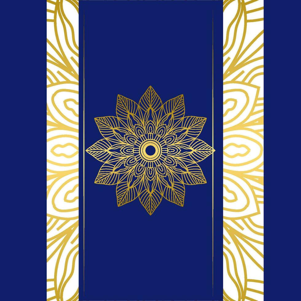 fond bleu avec ornement de mandala doré vecteur