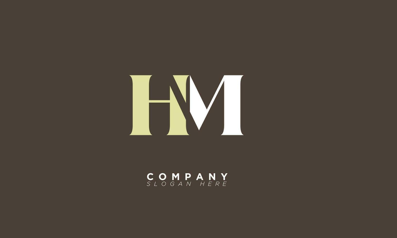 hm alphabet lettres initiales monogramme logo mh, h et m vecteur